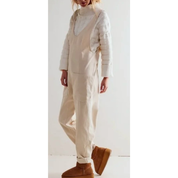 Free People Pants - NEW FREE PEOPLE WE THE FREE IVORY HIGH ROLLER ONE PIECE JUMPSUIT SZ M